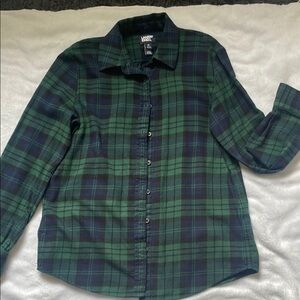 Lands' End Green and Blue Plaid Shirt